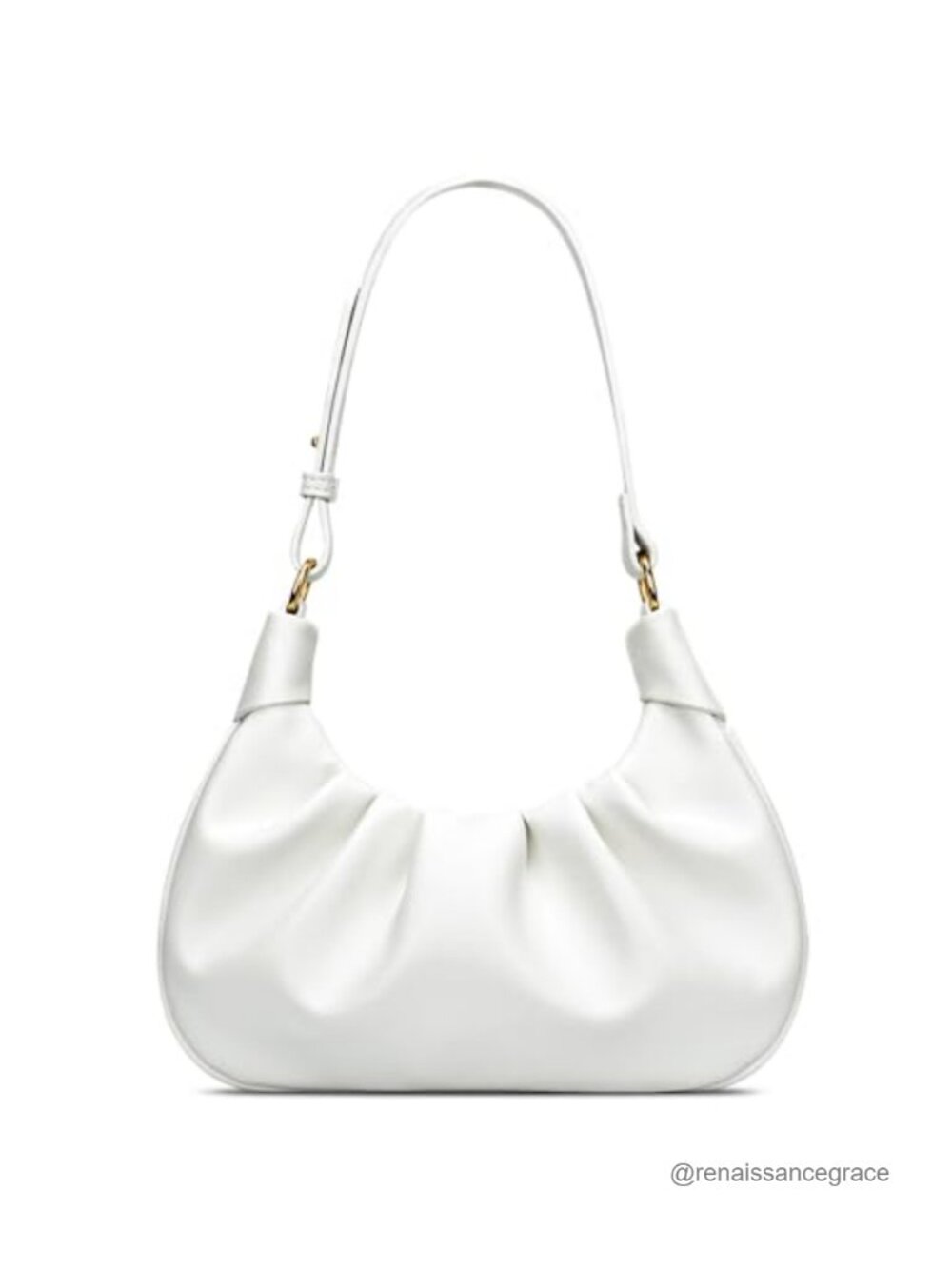 Faux Leather Crescent Hobo Bag Ruched Shoulder Bag Mini Purse